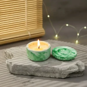 Round Marble Effect Gypsum Scented Candle Jar with Lid