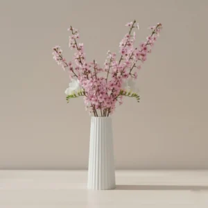 Minimalist Ribbed Gypsum Flower Vase