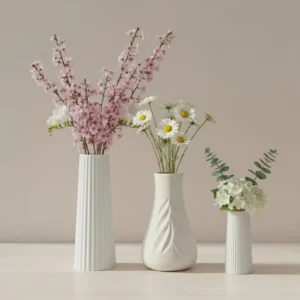 Minimalist Gypsum Flower Vase Combo Set (3 Pieces)
